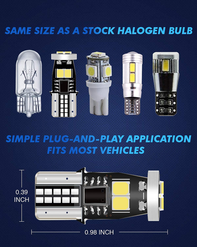 Marsauto 194 LED Bulbs T10 168 192 2825 W5W Replacement Bulbs for Interior Dome Map License Plate Lights Door Courtesy Trunk Lamp 480LM 6000K Xenon White（Pack of 10）