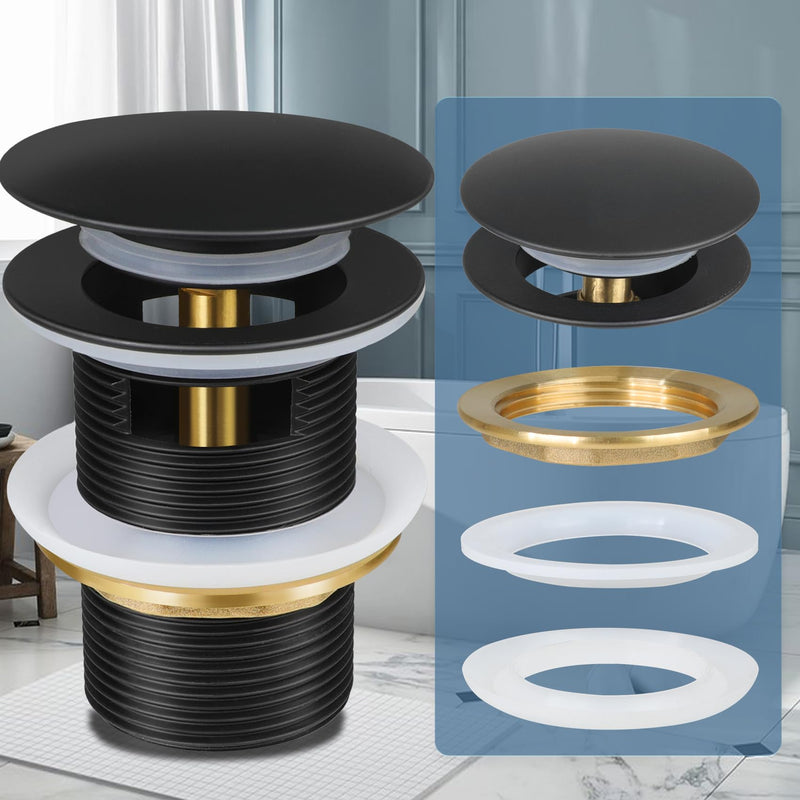 FERUERW Pop-up Drain Kit for Freestanding Bathtub Tub Drain/Stopper,Freestanding Bathtub Drain Stopper,Suitable for Most Freestanding Bathtub Matte Black