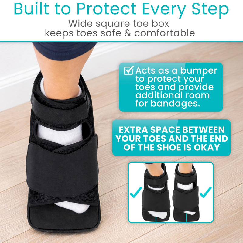 Vive Post Op Shoe - Lightweight Medical Walking Boot with Adjustable Strap - Orthopedic Recovery Cast Shoe for Post Surgery, Fractured Foot, Injured Toes, Stress Fracture, Sprains - Left or Right Foot X-Small