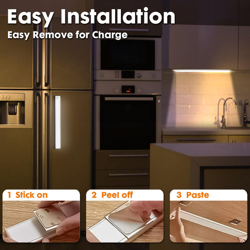 15.7 Inch 148 LED Under Cabinet Lighting,3 Color Temperatures Dimmable Closet Lights Motion Sensored,3000mAh Battery Closet Lights,Lights for Under Cabinets in Kitchen,Wardrobe,Stairs 15.7 Inch 3000mAh 2 Pack