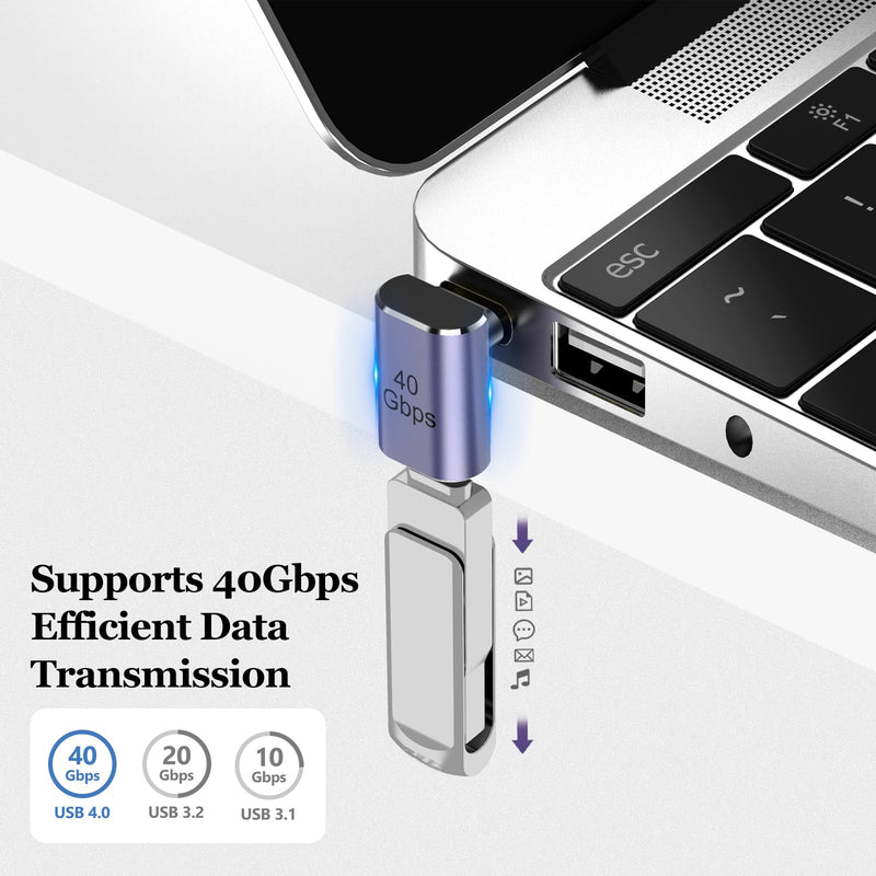 4 Pack 90 Degree USB-C Male to Female Adapter, Right Angle 100W Type-C Adapter Extender for Steam Deck, ROG Ally, Switch 2, Notebook Computers, Thunderbolt 4, Tablet and Mobile Phones