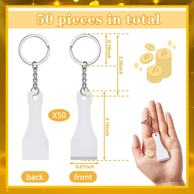 50 Pcs Scratcher Tool Plastic Scraper Tool Keychain Scoop Shape Lotto Scratcher Keyring Gambler Lucky Gift for Tickets Stickers Labels Films Sublimation Multifunction