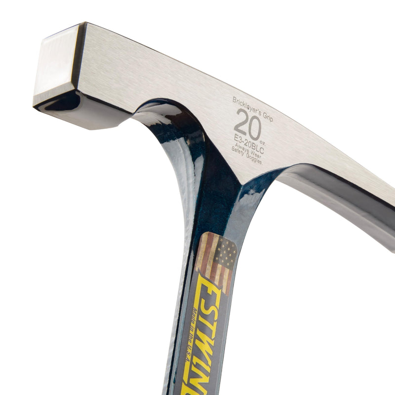 ESTWING Bricklayer's/Mason's Hammer - 20 oz USA Made Masonry Tool with Forged Steel Construction & Shock Reduction Grip - E3-20BLC 20 oz (Ounces)
