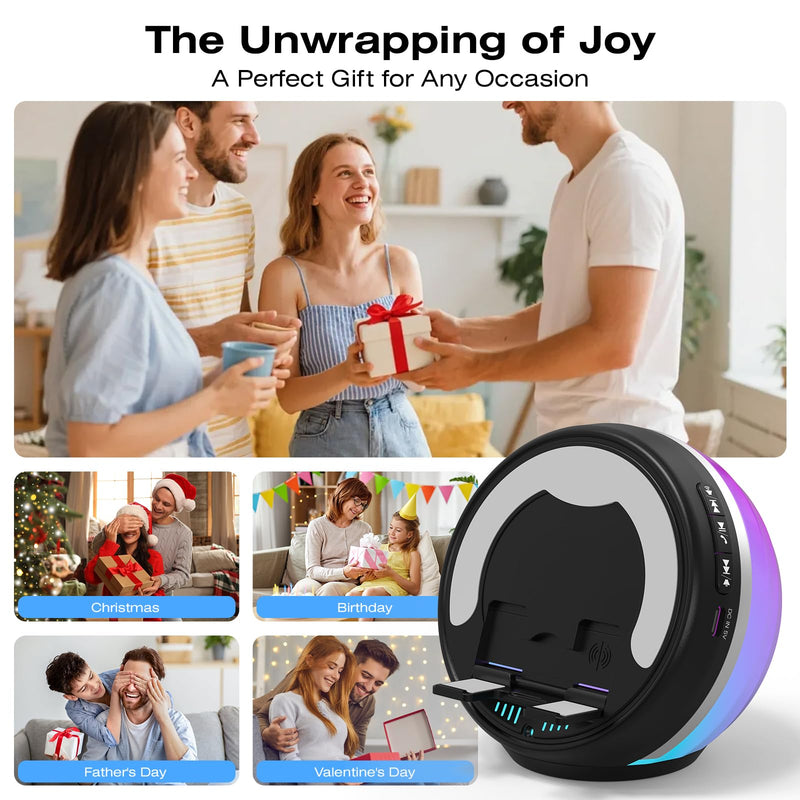 Wireless Induction Speaker with Phone Stand, RGB Bluetooth Desk Speaker | No Bluetooth Pairing, Instant Sound Boost, Great for calls, podcasts, and videos, Unique Gift for Men, Dad, Mom, Office