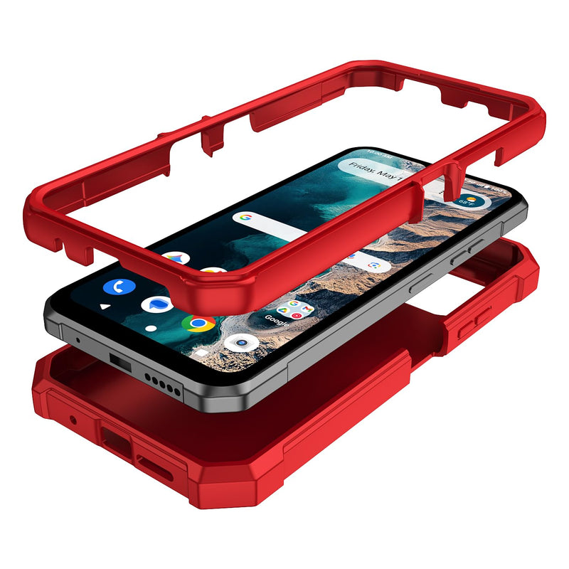 Phone Case for ATT TREK with Screen Protector Full Body Protection | ATT Trek SN515AR Phone Case Front Silicone Bumper Hard Plastic Back Shockproof Rugged Corner Military Grade Design Red