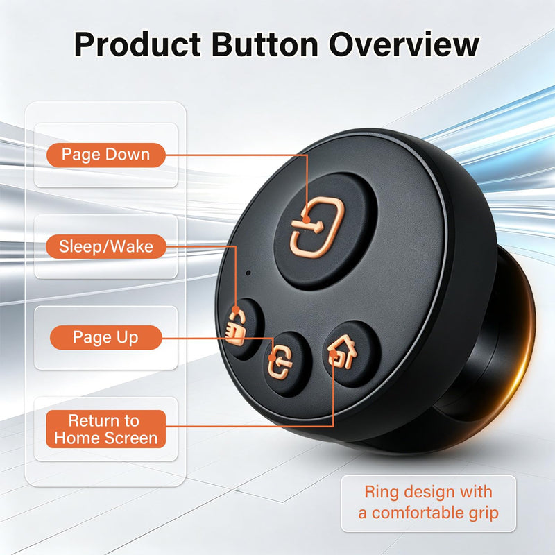 Designed for Kobo Remote Page Turner for Kobo Ereader Wireless Clicker | Remote Ring Hands-Free Reading for Kobo Clara BW/Libra Colour/Clara Colour/Elipsa/Clara 2E/Libra 2/Sage, Slient Click in Bed