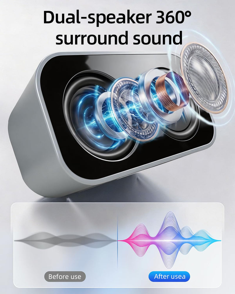 GELRHONR Computer Speakers for Desktop PC, 2×3W Small Stereo Speakers,USB Powered with 3.5mm Aux and Volume Control,Plug and Play for Laptop,Tablet 1.2M,Grey