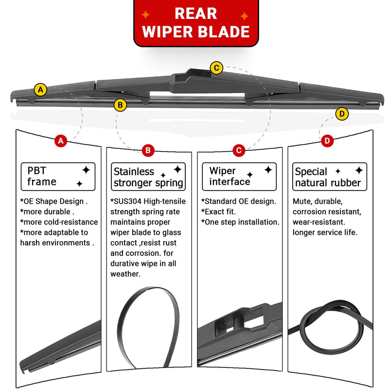 Windshield Wiper Blades Replacement for Toyota Prius 2016-2022 Original Factory Quality Front Rear Wipers Blade Set for My Car - 28" 16" 16" (Pack of 3) 28"/16"/16"