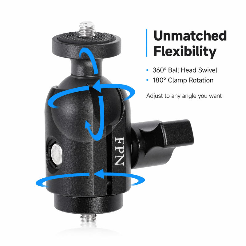 Aluminum Alloy Single Socket Arm with 1/4"-20 Threaded Stud for 1" Ball Components, 360° Rotation, Compatible with RAM B Size Mounts 1/4"-20 Threaded Stud Mount for 1" Ball