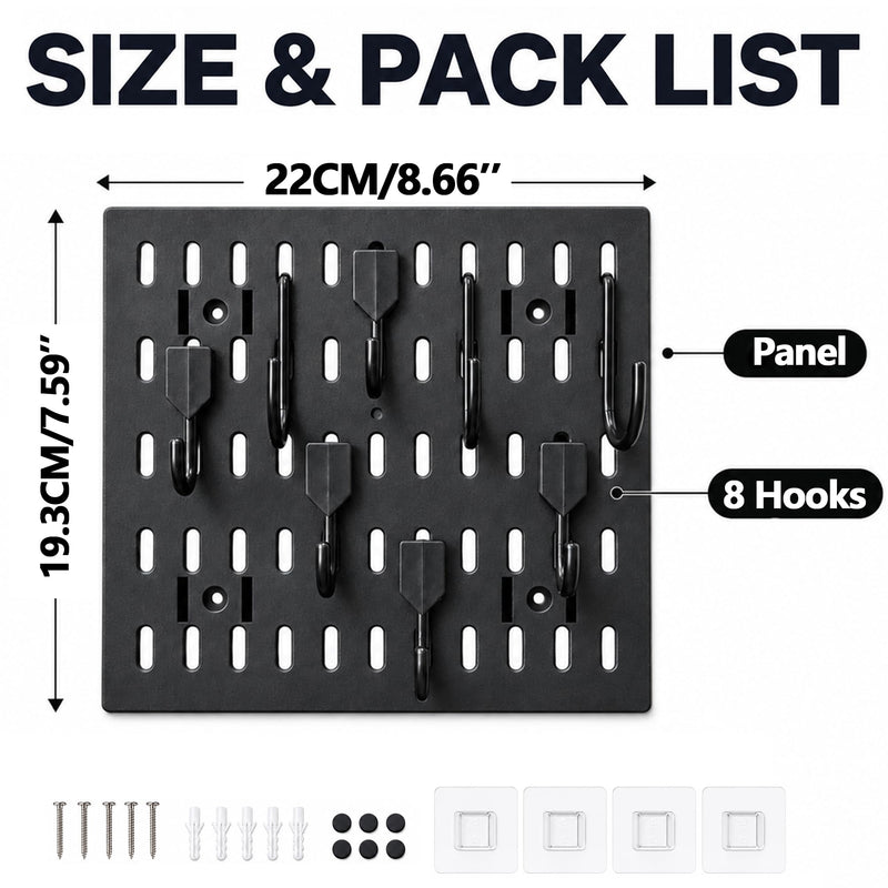 Musiin Modular Guitar Cable Organizer Panel with Removable Hooks Cable Storage Rack for Audio Cables XLR Wire Cords Studio Desk Organization Rack(Black)