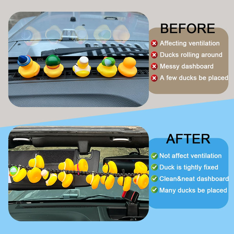 Rubber Ducks Holder for Jeep,Paracord Duck Holder for Jeep Wrangler YJ TJ JK JL JT,Can Hold 34 Rubber Ducks,Black Black
