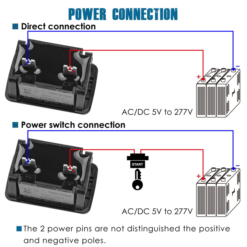 Runleader Digital Hour Meter for Maintenance,AC/DC 5V to 277V for Riding Lawn Mower Generator Compressor Tractor Golf Cart Motorhome Snowmobile etc.