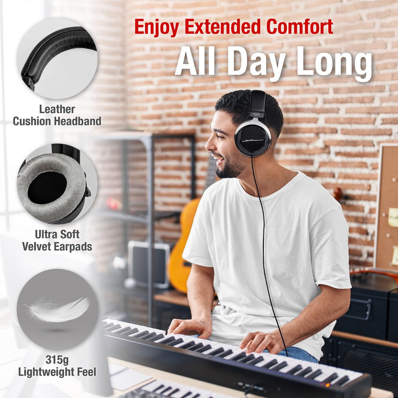 Superlux HD 330PRO,150 ohms, Over-Ear Headphones, Professional Semi-Open Wired Headphones with 40mm Neodymium Drivers and Solid Bass, 3.5mm Jack for Recording Music, Podcast, Studio Monitoring, Mixing