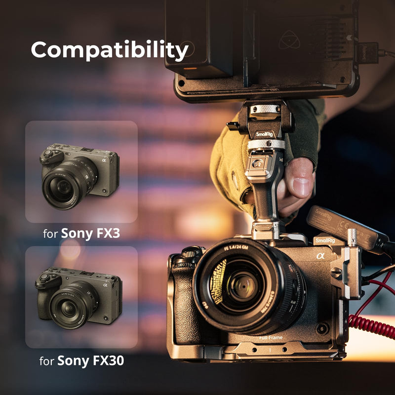 SmallRig FX3 / FX30 HawkLock Quick Release Camera Cage Kit for Sony with Cable Clamp, Bulit-in QR Cold Shoe NATO Rail/QR Plate for Arca, Modular Design Compatible with Original XLR Handle HawkLock QR Cage