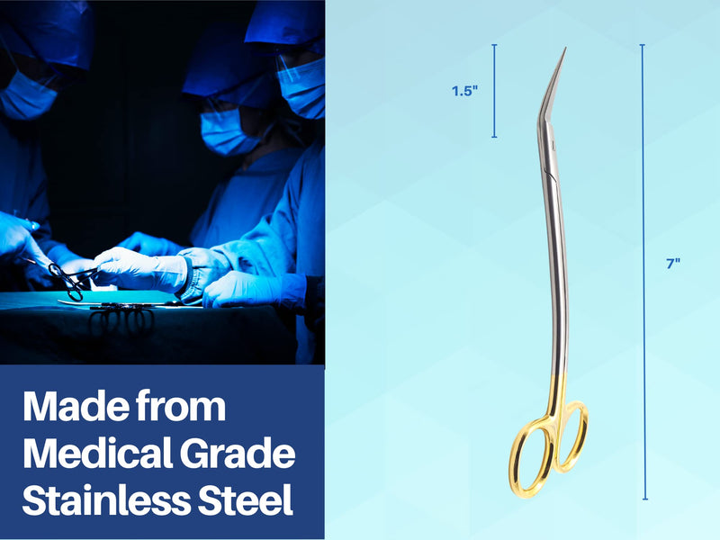 ARTMAN INSTRUMENTS Dean Scissors 7 inches Double Curved Gold Plated with tungsten carbide inserts Surgical Dental ENT