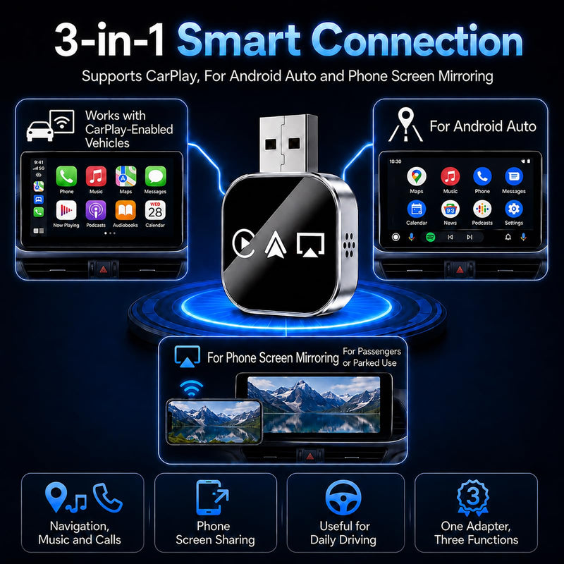 Car Accessories Screen Mirroring Adapter Auto Link Pro Carplay Movie Player 2026 TV for Apple Wireless Watch Bluetooth with iPhone Cute Gadgets Cool Electronics Automotive Video Drive