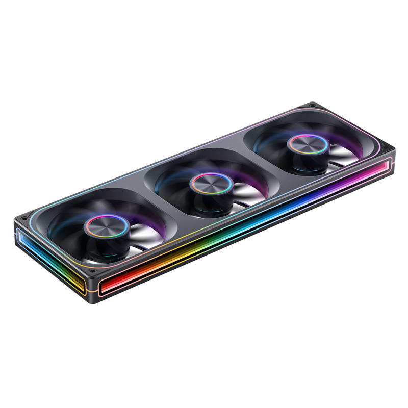 JONSBO ZA-360BR (Reverse) PC Case Fan,All(3)-in-One,Single Frame Unit 120mm ARGB Fan,PWM,Reverse Blade Silent Fans with 4-Sides Infinity Mirror,28mm Thick Multiple Led Beads,Installation Ref to Tips 360mm(Reverse) Black