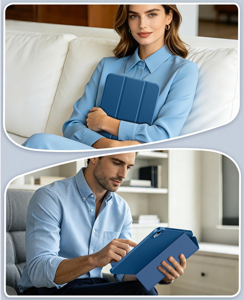 MoKo Case for iPad (A16) 11th/10th Gen 2025/2022 11/10.9 Inch, Abyss Blue | Trifold Stand Protective Cover Smart Folio Case Soft Flexible TPU Cover Support Supports Touch ID Auto Sleep/Wake