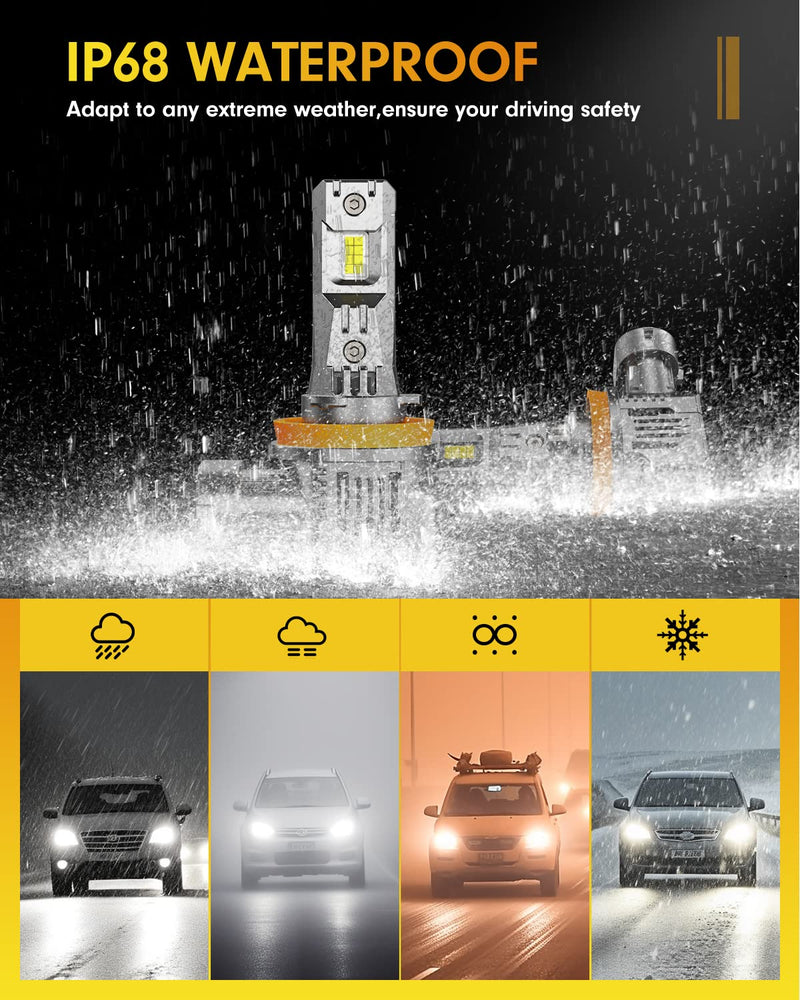  [AUSTRALIA] - FAHREN H11 Fog Bulbs, 𝟭𝟬𝟬𝟬𝟬𝟬𝗟𝗠 𝟭𝟱𝗫 Upgraded H11/H8/H9 Bright Lighting Bulb, Brighter 24 CSP Chips, Boost Epic Night Visibility, 6500K Cool White IP68 Waterproof, Pack of 2 H11/H8/H9-100,000