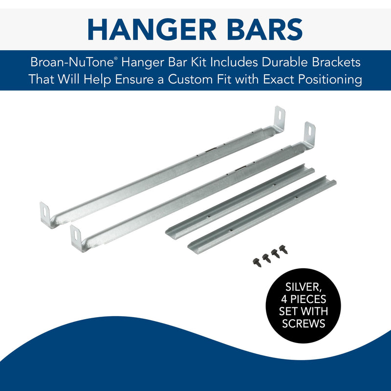 Broan-NuTone MHB4 Hanger Bar Set for InVent Series Bath Exhaust Fans, Silver, Steel, 4 Pieces