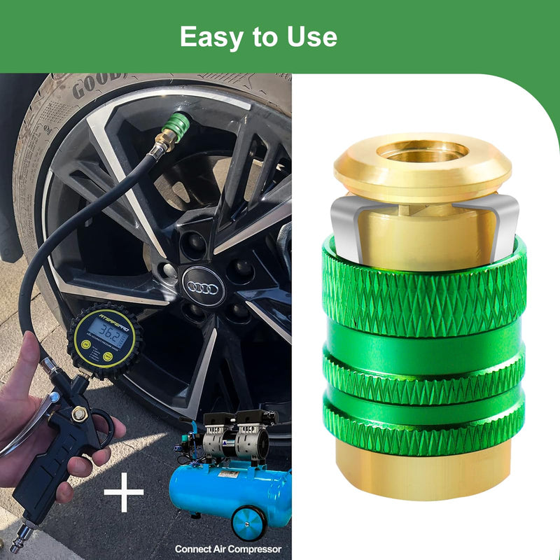 GODESON Air Chuck,Closed Flow Locking Air Chuck,1/4FNPT Air Chuck Quick Connect with Schrader Valve, Lock Inflate Locking Air Chuck for Tires(Pack of 2)
