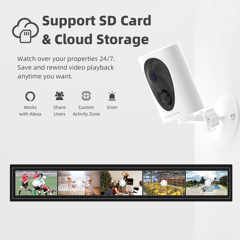 virtavo Security Cameras Wireless Outdoor, Battery Powered Starlight Color Night Vision Weatherproof, Surveillance WiFi Home Camera Outside, AI Motion Detection, Compatible with Alexa 1080P Starlight Battery Cam