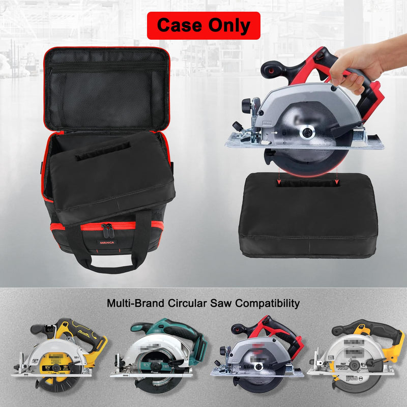 Tool Bag Compatible with Milwaukee M18 2630-20 Circular Saw, DEWALT 20V MAX DCS391B/DCS565B, Circular Saw Case with Battery Compartment & Blade Organizer, Portable Design, Case Only Red