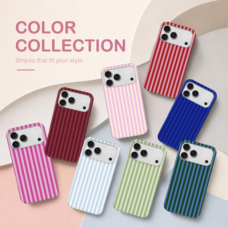 Aurorastar for iPhone 17 Pro Cute Burgundy Striped Soft Phone Case | Soft TPU Thin Slim Shockproof Protective Aesthetic Kawaii Summer Simple Cases for Women Girls, Burgundy Stripes
