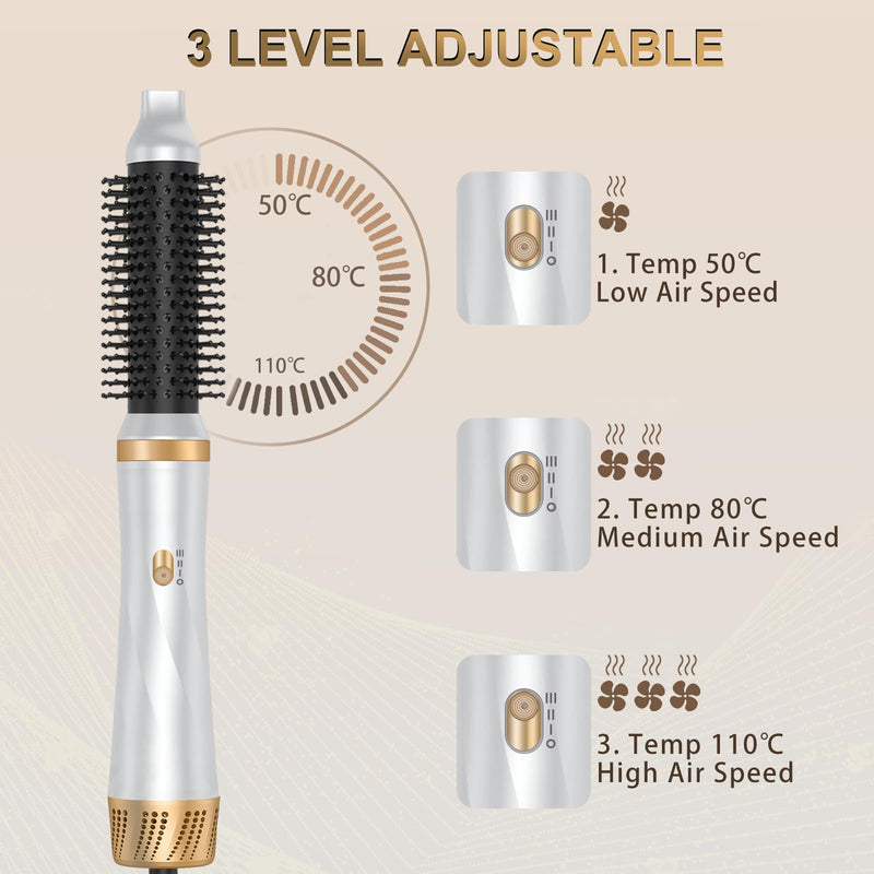  [AUSTRALIA] - Magic Air Styler 5 in 1 Hair Styler, Hot Air Styler Set with Curl, Straighten, Volumise, Smooth and Hairdryer Brushes for Styling, Blow Dryer Brush, Hair Styler for All Hair Type/Length
