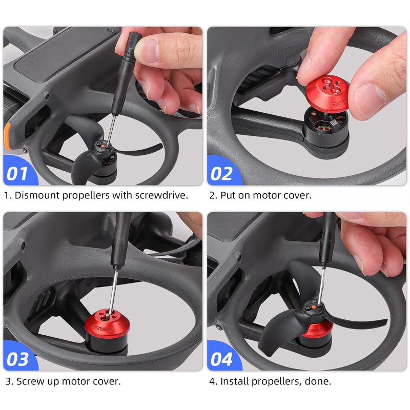 Avata 2 Motor Cover Cap for DJI Avata 2 Drone Accessories, Dust-Proof Waterproof Aluminium Motor Protector Cap for DJI Avata 2 Black
