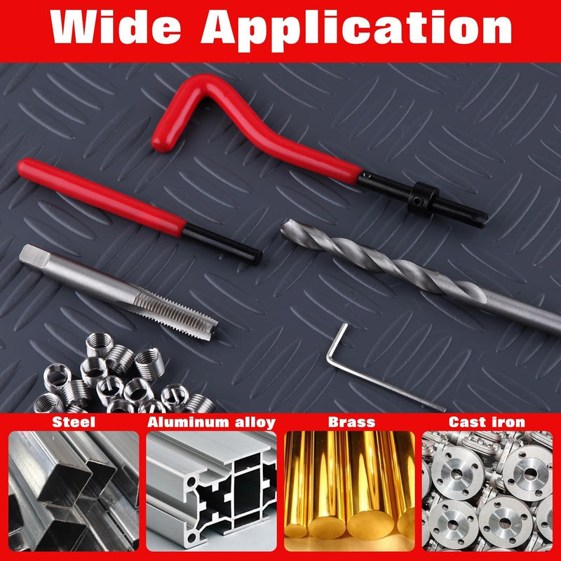 30 Piece M8x1.25 Helicoil Thread Repair Kit, Metric Helicoil Repair Kit with HSS Drill Bits Thread Inserts Taps Breakoff Installation Tools, Portable Rethreading Tool Kit for Auto Repairing M8 x 1.25mm