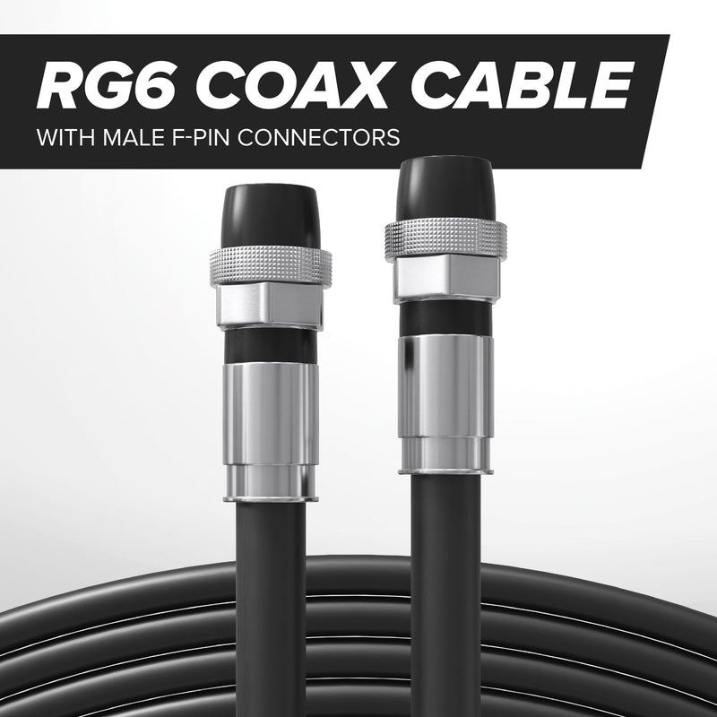 THE CIMPLE CO - RG6 Coaxial Cable 30 FT Outdoor - Indoor/Outdoor Dual Shielded Coax Cable for Satellite TV Antennas, Internet, CATV - Watertight Coax with Rubber Boots 30 Feet (9 Meters), Black