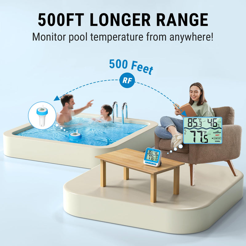 TempPro Waterproof Wireless Pool Thermometer Easy Read, Digital Pool Thermometer Floating for Swimming Pool, Hot Tub, Cold Plunge, Pond, Upgraded IPX8 Water Temperature Monitor (Previously ThermoPro) 1