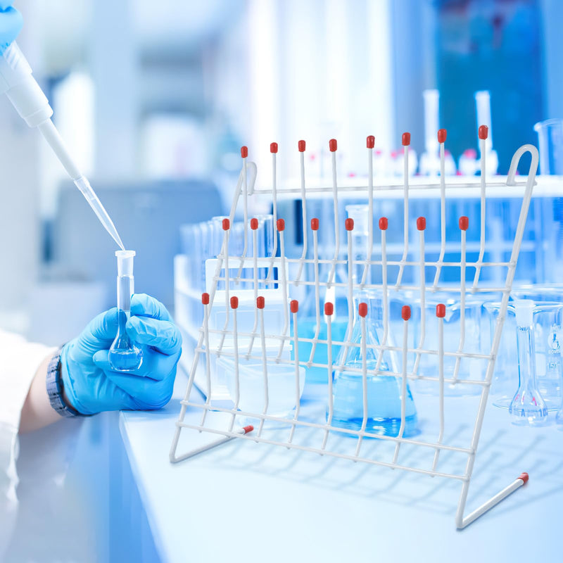 Tube Drying Rack Laboratory Draining Rack, Glassware Beaker Drying Holder Steel Wire Test Wall-Mount Tree Stand Cleaning Frame Tool 24 Pegs Bottle Drying Rack
