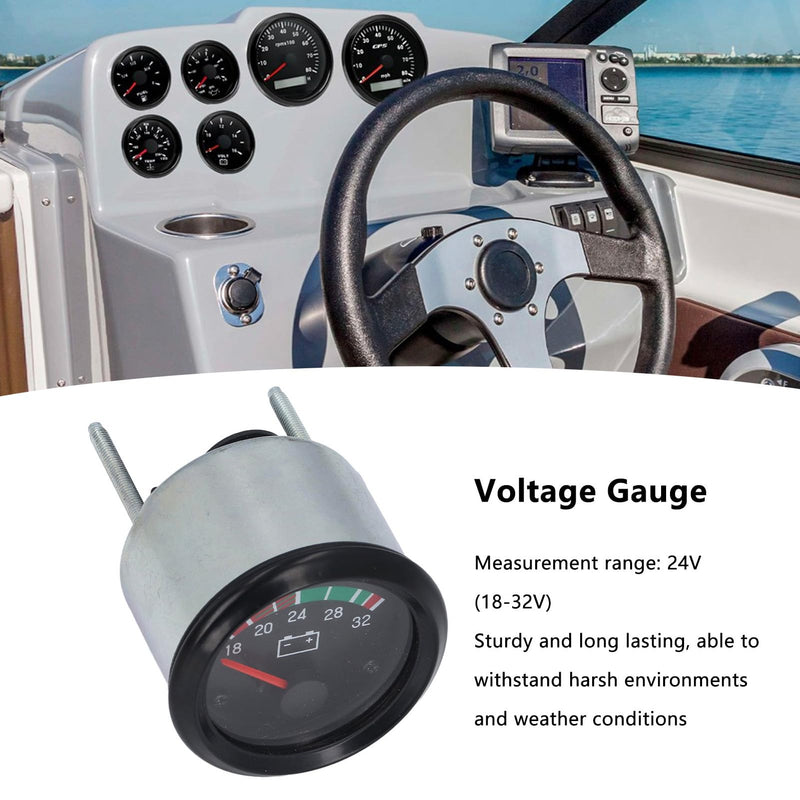 52mm Voltage Gauge, 24V (18-32V) Digital LED Voltmeter and Volt Meter Universal for Car Marine Boat Automotive
