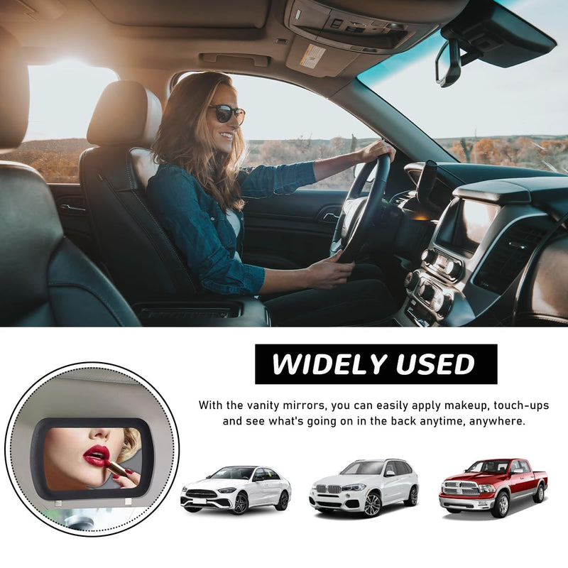 Car Sun Visor Vanity Mirror, Clip-on Automotive Makeup Sun-Shading Mirror, Universal Vehicle Sun Visor Cosmetic Vanity Mirror for Women Girls, Interior Car Accessories, Black 1PC