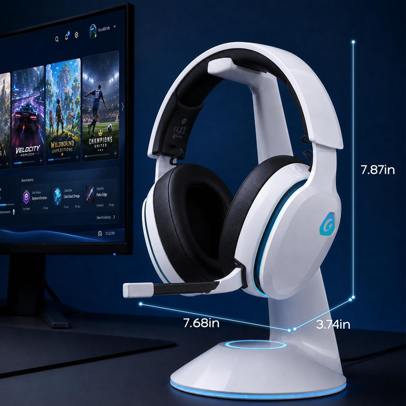 AOC 2.4GHz Wireless Gaming Headset for PS5, PS4, PC, Switch, 45Hr, White | Bluetooth 6.0 Gaming Headphones with Noise Canceling Mic, 7.1 Virtual Surround, Great for Fortnite & Call of Duty/FPS Gamers