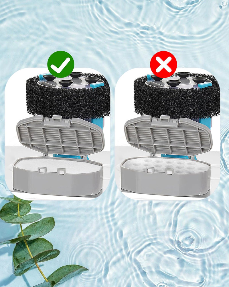 8 Pack Replacement Filters & 8 Pack Pre-Filter Sponges Set for 3.2L/108oz Pet Cat Water Fountain, Pet Fountain Filter Replacement (16 Filters & 16 Sponges) 16 Filters & 16 Sponges