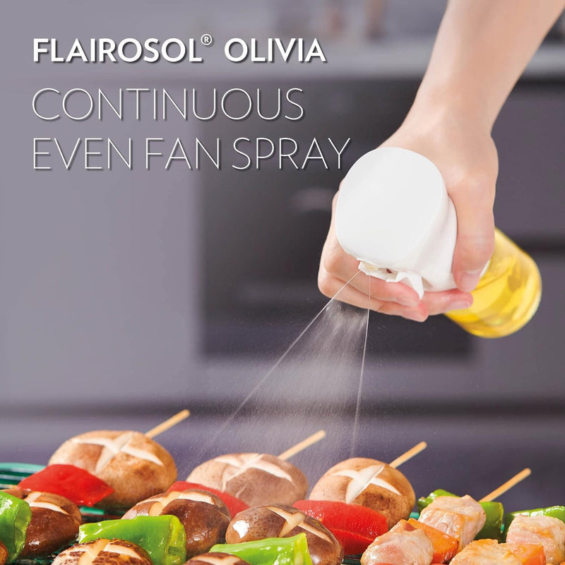 FLAIROSOL OLIVIA. The Original Advanced Oil Sprayer for Cooking, Salads, BBQs and More, Continuous Spray with Portion Control, Trusted by Chefs. Patented Technology. (Glass Bottle) (Golden Leaves) Golden Leaves