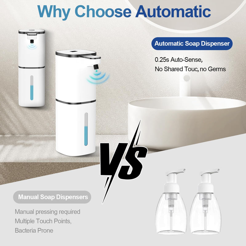 Automatic Liquid Soap Dispenser, 9 Adjustable Levels, 380ml/12.8oz, Touchless Hand Soap or Dish Soap Dispenser,IR Sensor & Display,Wall-Mount or Tabletop Use for Bathroom Kitchen White Gel