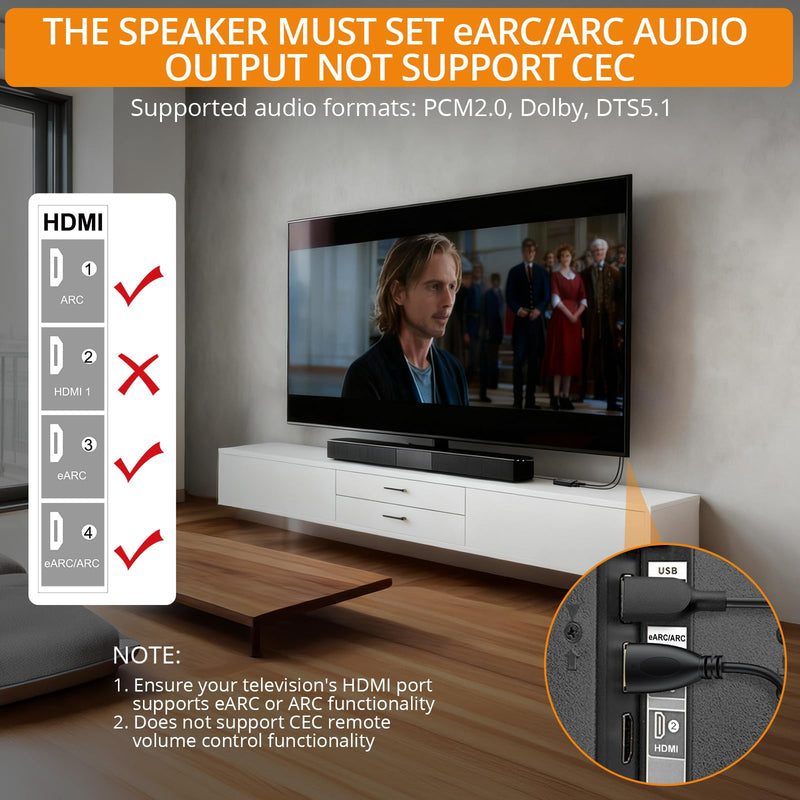 Neoteck ARC/eARC Audio Extractor, HDMI ARC Audio to Optical Extractor with Supports PCM 2.0, Dolby 5.1, DTS 5.1, 24bit/192kHz, Plug and Play, Suitable for TV, Home Cinema & Legacy Audio Systems Single-fiber interface output