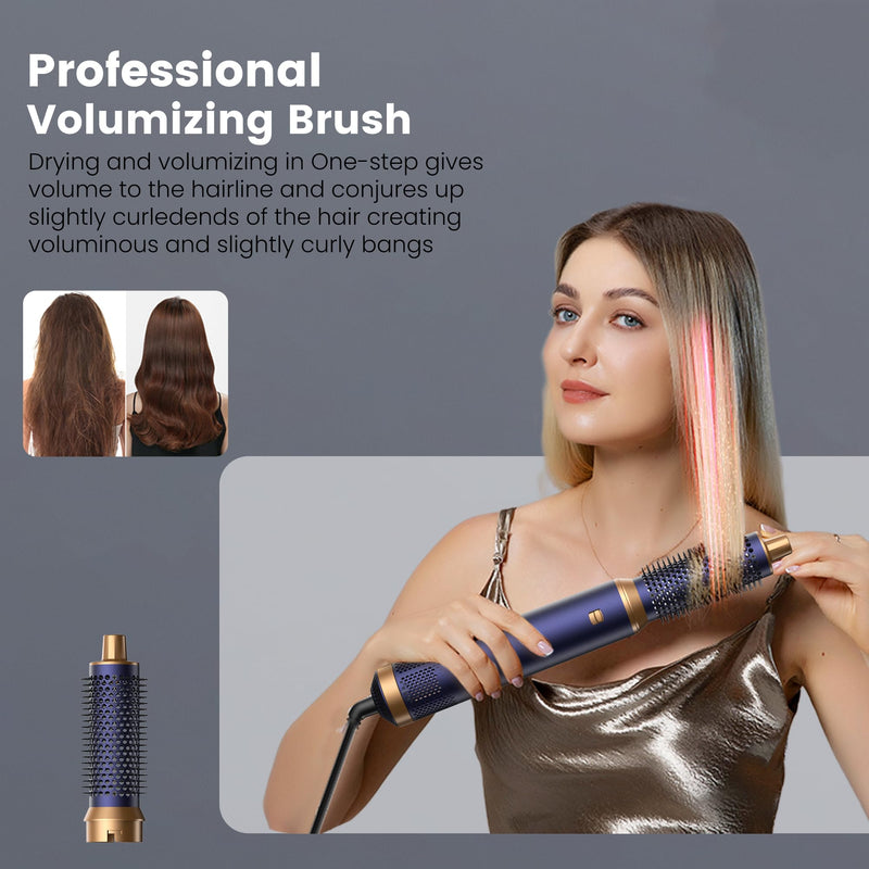 Airbrush 5 in 1 hairstyler, 5 in 1 Hair Styler with Curl Straighten, Volumise, Smooth and Drying for Styling, Airbrush 5 in 1 Hot Air Styler for All Hair Type/Length Blue