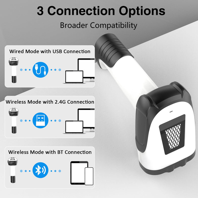 2D Handheld Wireless Barcode Scanner with Stand 3-in-1 Handheld Scanners - Cordless, Rechargeable 1D and 2D Bar Code Scanner for Inventory - Wireless, Handheld, USB Bar Code/QR Code Scanner