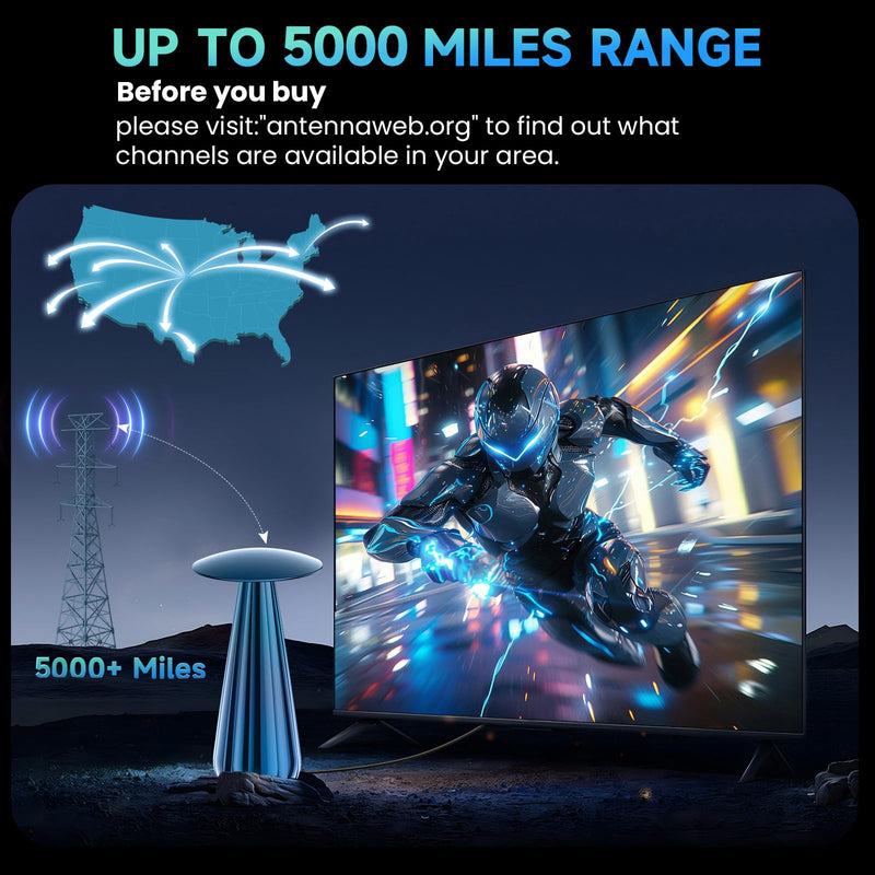 2026 Digital Antenna for Smart TV, HDTV Antenna for Local Channels with Signal Amplifier, Supports 4k 8k 1080p All TVs -38ft Coax Cable