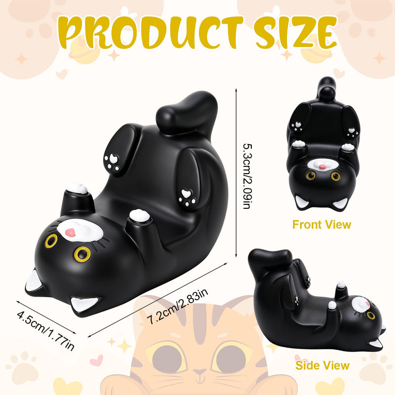 Resin Cat Phone Stand & Eyeglass Holder, Desk Decorative (Black) | Sturdy Resin Build, Cute Cat Themed Design, Works as Phone Stand, Eyeglass Holder And Desk Organizer for Home And Office Black 1