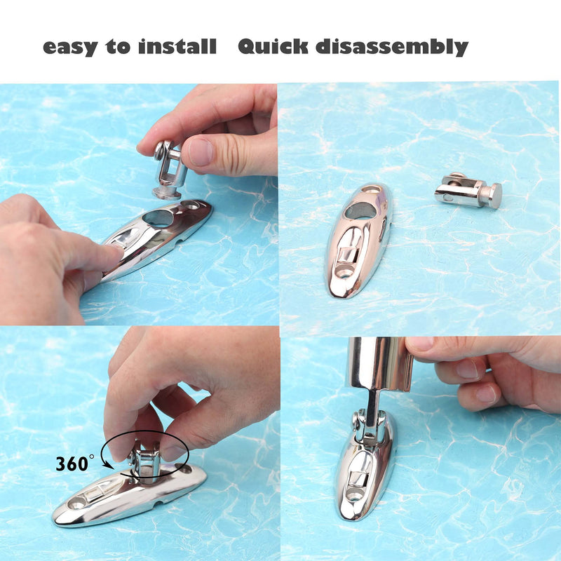 Boat Bimini Top Swivel Hinge,316 Stainless Steel Deck Side Mount Quick Release Hinge,Marine Hardware Accessories,Include Screws, Pack of 2