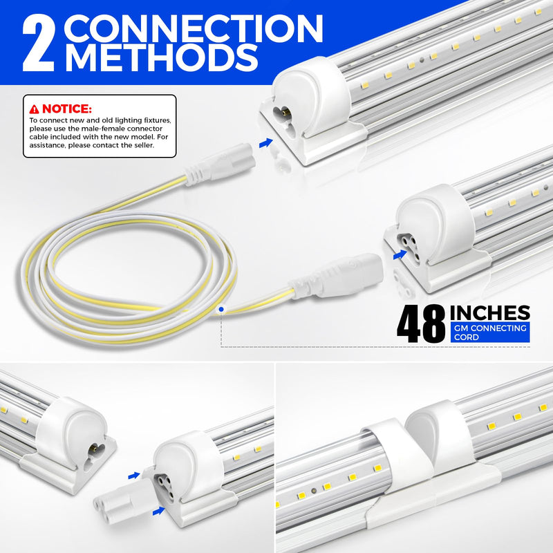 Barrina LED Shop Light 2FT, 20W 3000LM 6500K, T8 LED Light Fixture, Clear Cover, Ceiling and Utility Linkable Tube Lights for Room, Garage, Workbench, Warehouse, 2 Packs 2FT-2 Packs
