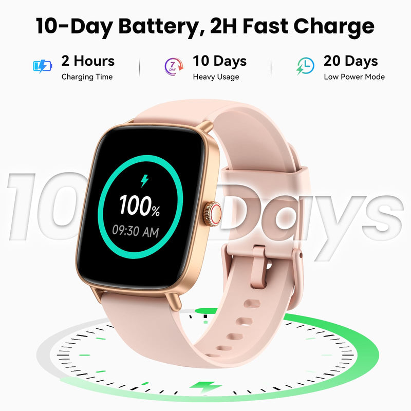 ENOMIR Smart Watch for Women Answer Phone Health Monitoring with 2 Bands | 10-Day Long Battery Life,Fast Charge, Sleep Monitoring, All-day Activity Tracking, IP68 Waterproof, 100+ Watch Face Pink