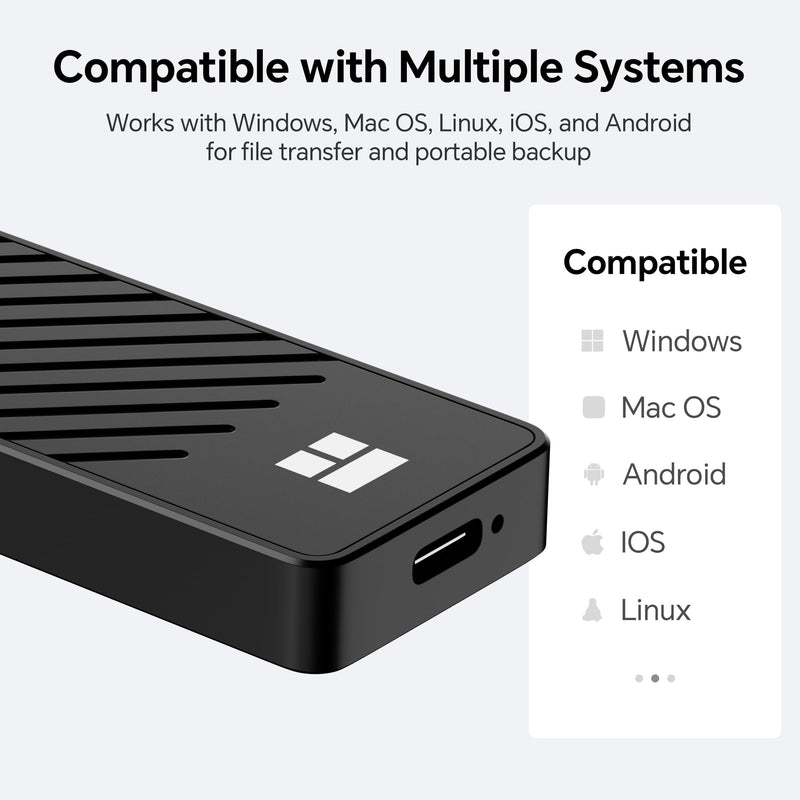 Thermalright M.2 NVMe SSD Enclosure HR-EB101 AC Black | USB3.2 Gen2 10Gbps USB-C External SSD Case, CNC Aluminum Housing, UASP/Trim/S.M.A.R.T, Thermal Pads, 2230-2280, Up to 8TB