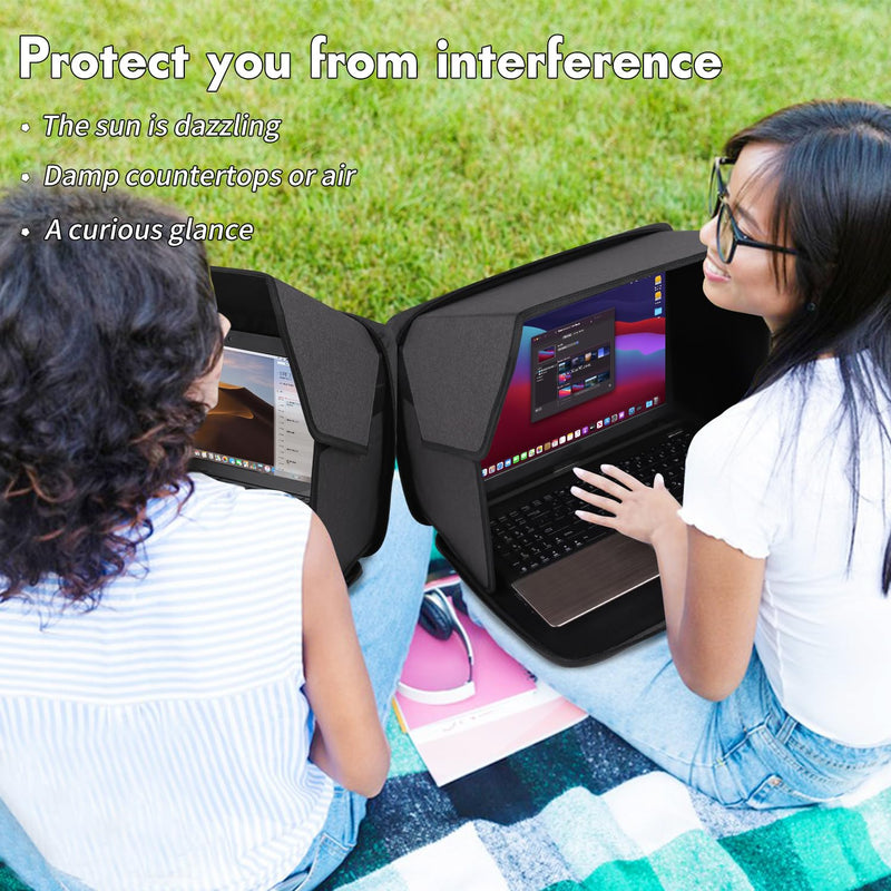 Laptop Sun Shade,Laptop Sun Glare Shield Privacy Screen Hood Laptop Sunshade Bag for Working Outside Outdoor Foldable Laptop Shield Cover Outside (Patent Pending) 12-14in